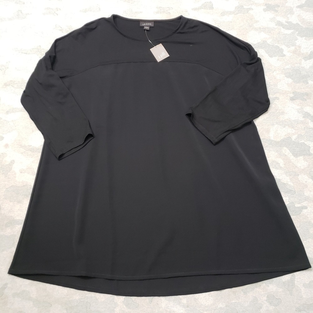J. Jill Wearever Tunic Top Women Large Black 3/4 Sleeve NWT Minimalist